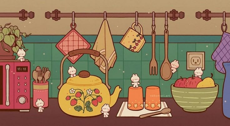 Image of cute bunnies with food